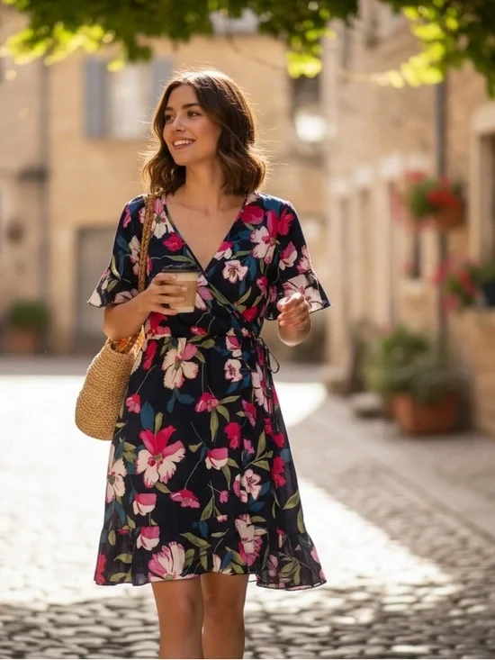 Victoria Leland Floral  Wrap Dress - Picture 8 of 8